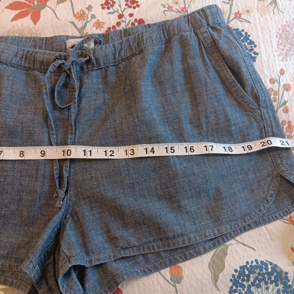 J. Crew Factory Drawstring Indigo Chambray Shorts 100%Cotton Lightweight Beach M